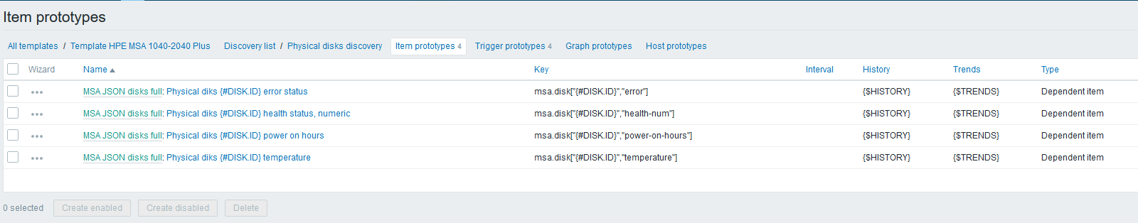 Использование Dependent items в Zabbix 4.0 на примере HPE MSA 2040-2050 - 7