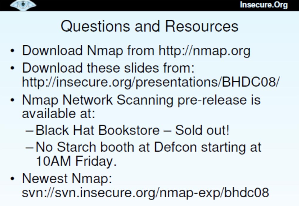 Конференция DEFCON 16. Фёдор, хакер InSecure.org. NMAP-cканирование Интернет - 33