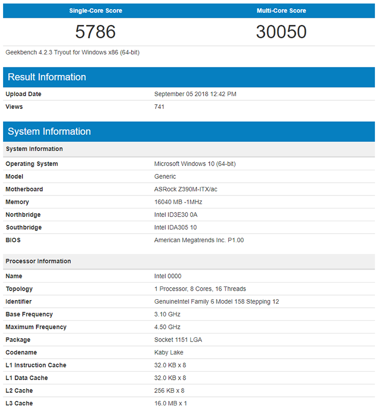 Оверклокерские CPU Core 9-го поколения протестированы в Geekbench