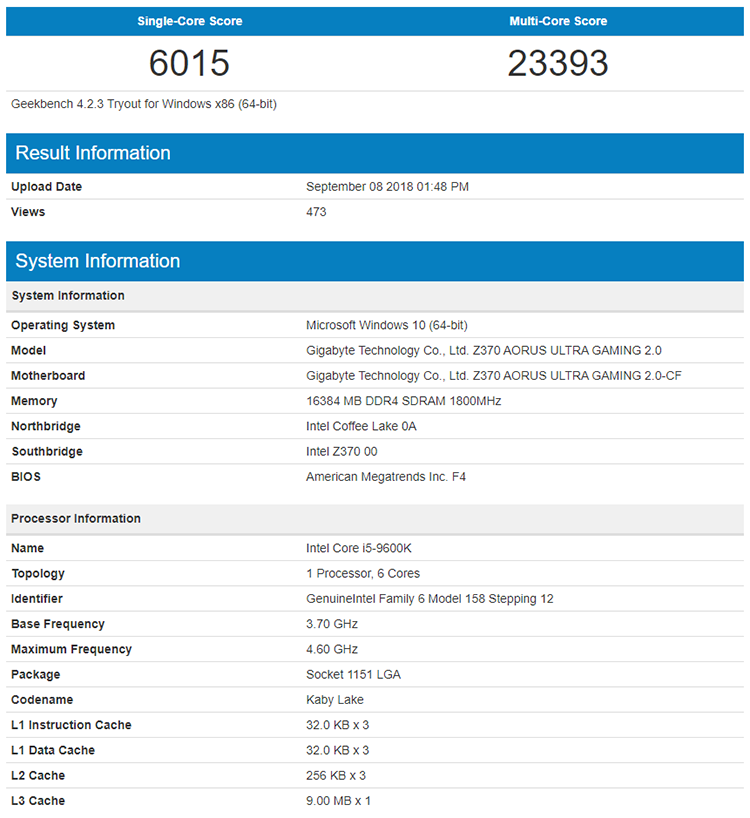 Оверклокерские CPU Core 9-го поколения протестированы в Geekbench