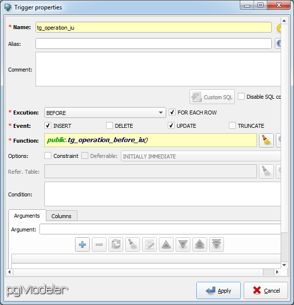 Создание триггерной функции в pgModeler - 5