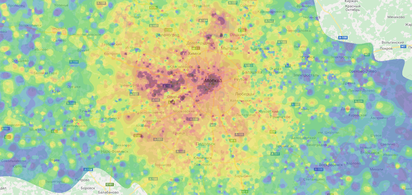 Тепловая карта москвы