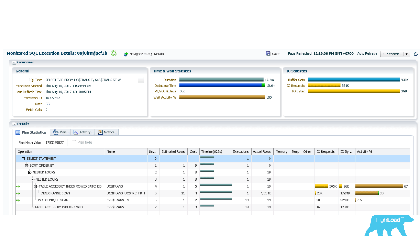 Проактивная оптимизация производительности БД Oracle - 12