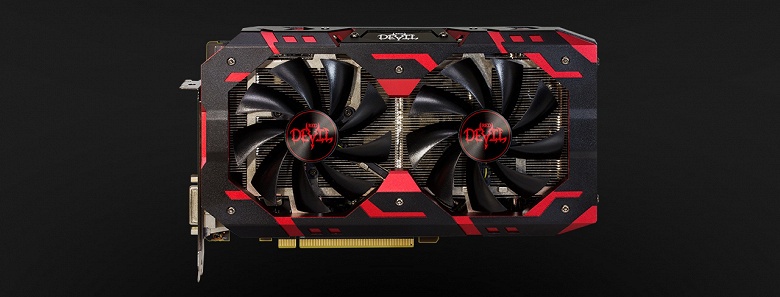 Видеокарта Red Devil Radeon RX 590 из-за охладителя занимает более двух соседних слотов расширения