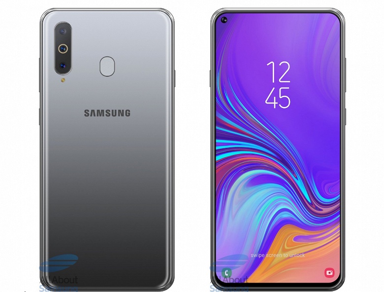 Качественное изображение смартфона Samsung Galaxy A8s позволяет оценить размеры отверстия для фронтальной камеры