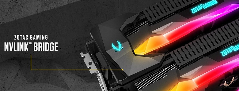 Мосты NVLink в исполнении Zotac украшены полноцветной подсветкой