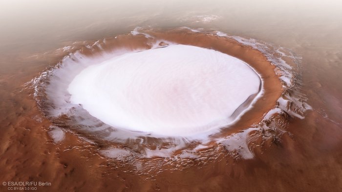 Рождественская открытка с Марса. ESA показало большое скопление льда на поверхности красной планеты - 1