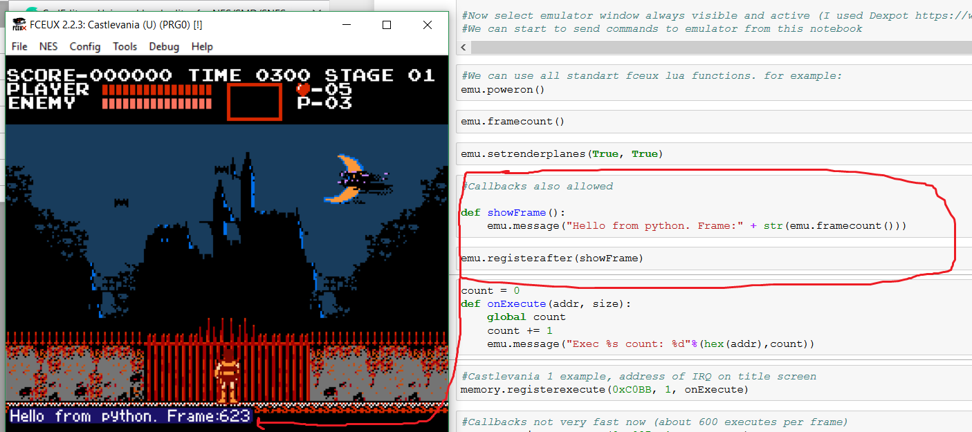 Удалённое управление эмулятором Fceux с помощью Python