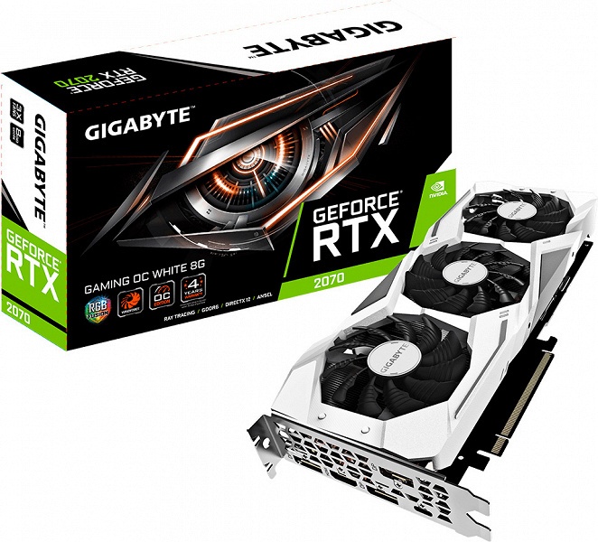 3D-карта Gigabyte GeForce RTX 2070 Gaming OC White 8G окрашена в белый цвет и разогнана производителем