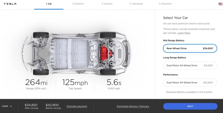 Tesla снизила цену на все версии электромобиля Model 3