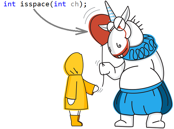 Рисунок 2. Единорог дарит читателям ложное представление о том, что такое isspace.