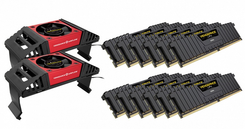 Наборы модулей памяти Corsair Vengeance LPX DDR4 для систем на процессорах Xeon W-3175X включают по 12 модулей