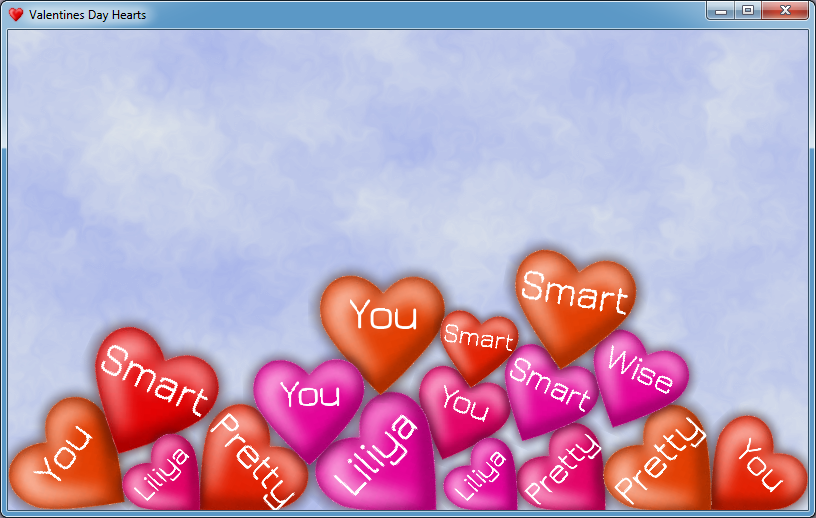 Valentines Day app. Smart with Hearts. Creative Valentines Day app.