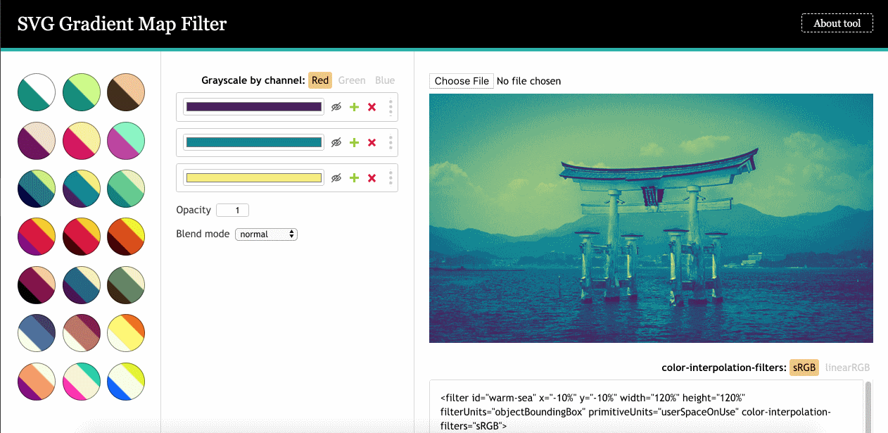 Инструмент SVG-фильтра **Gradient Map** от Yoksel