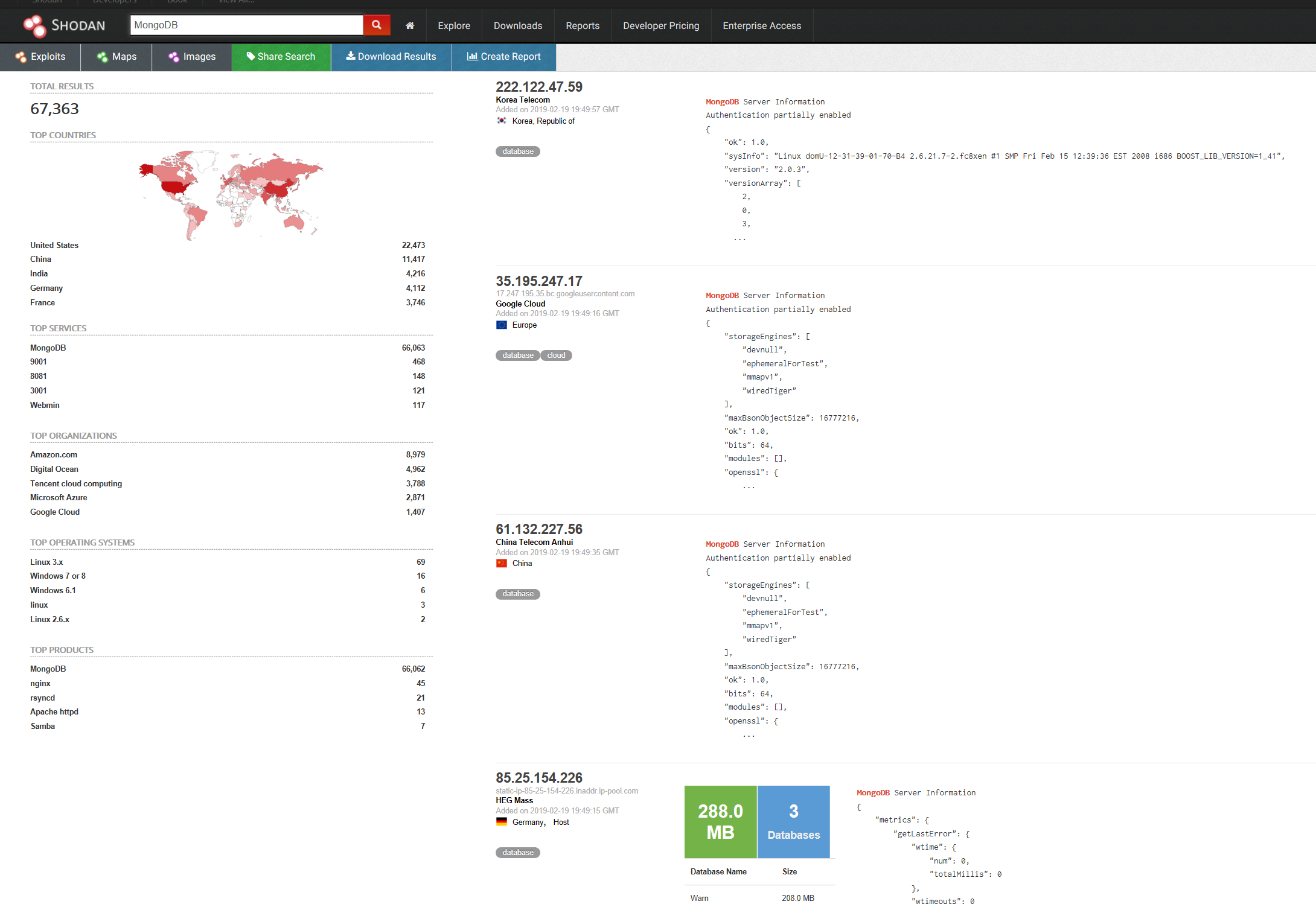 How to Discover MongoDB and Elasticsearch Open Databases - 2