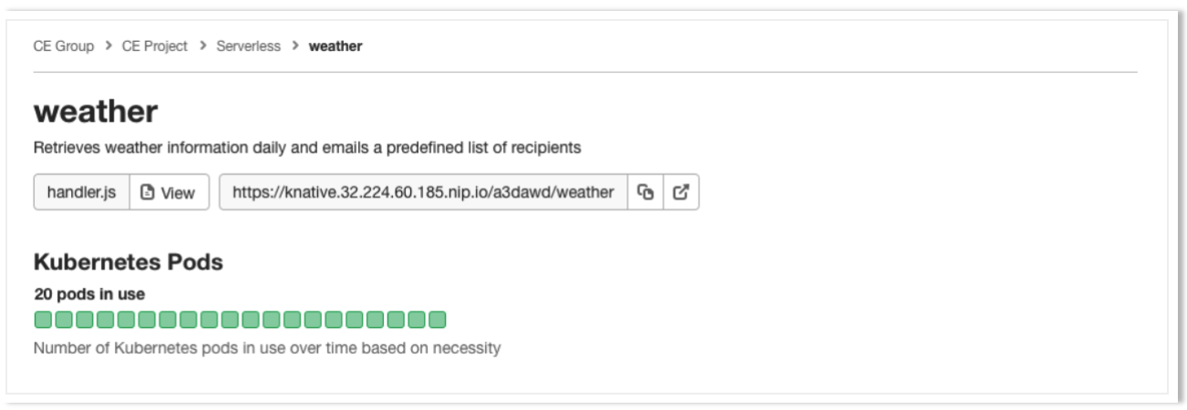 Show function scale for Knative functions