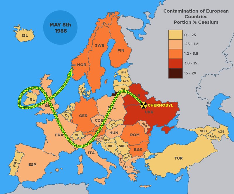 Радиация в европе карта