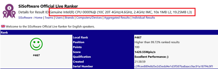 В базе данных SiSoftware замечен 10-ядерный процессор Intel Cascade Lake-X (платформа HEDT Glacier Falls)