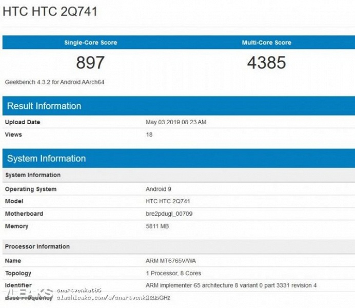 Новый смартфон HTC получил SoC MediaTek Helio P35 и 6 ГБ ОЗУ