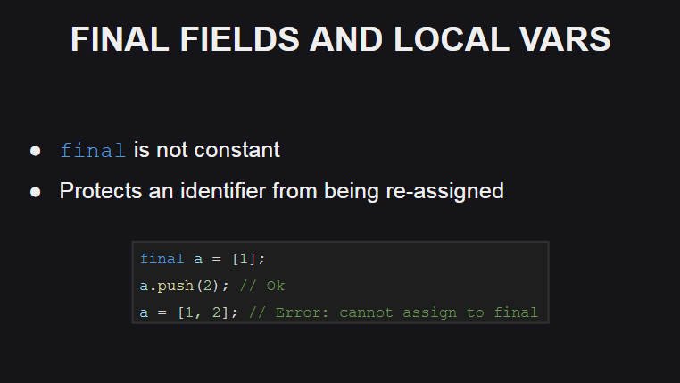 Финальные поля и локальные переменные