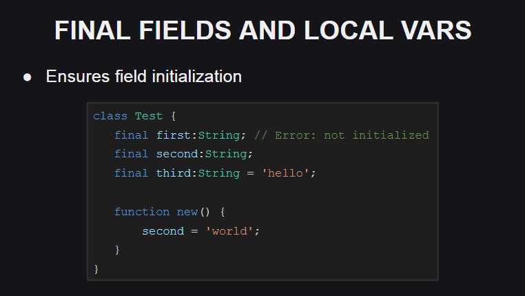 Компилятор контролирует инициализацию финальный полей