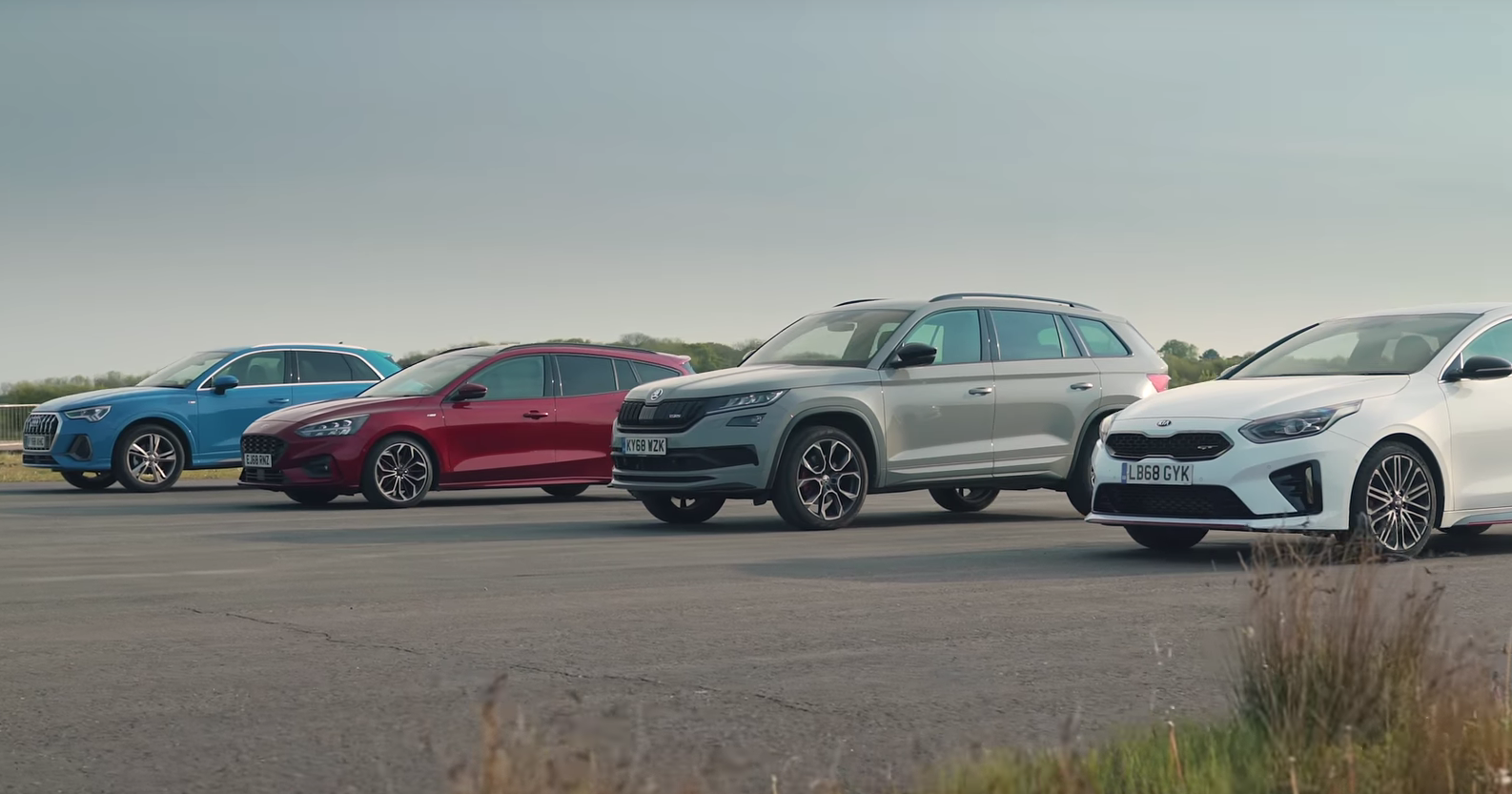 Skoda vRS, Audi Q3, Ford Focus и Kia GT: дрэг-гонка