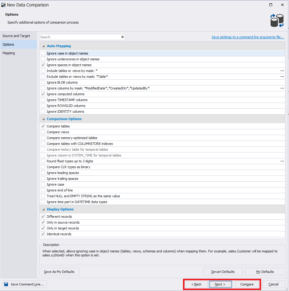 Сравнение компараторов для синхронизации схем и данных баз данных MS SQL Server - 26