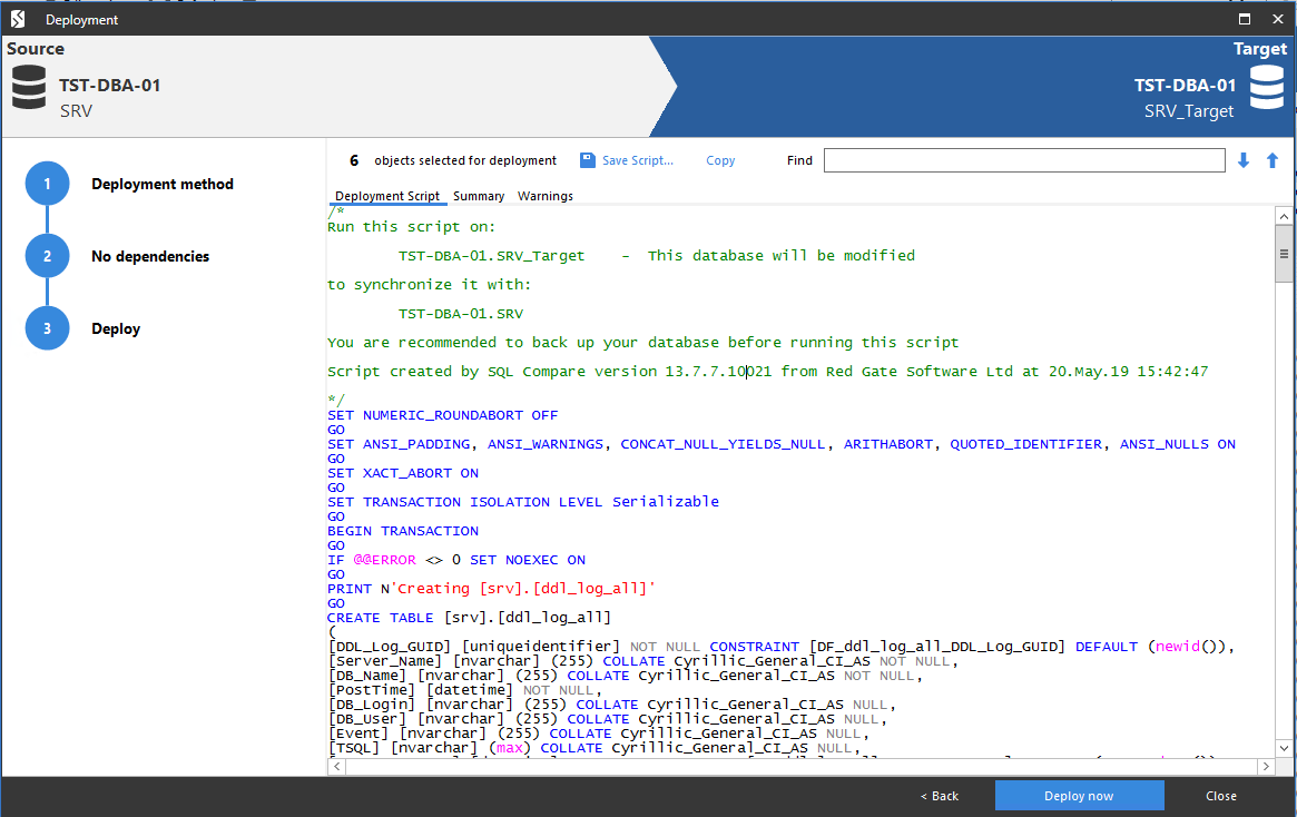 Сравнение компараторов для синхронизации схем и данных баз данных MS SQL Server - 91