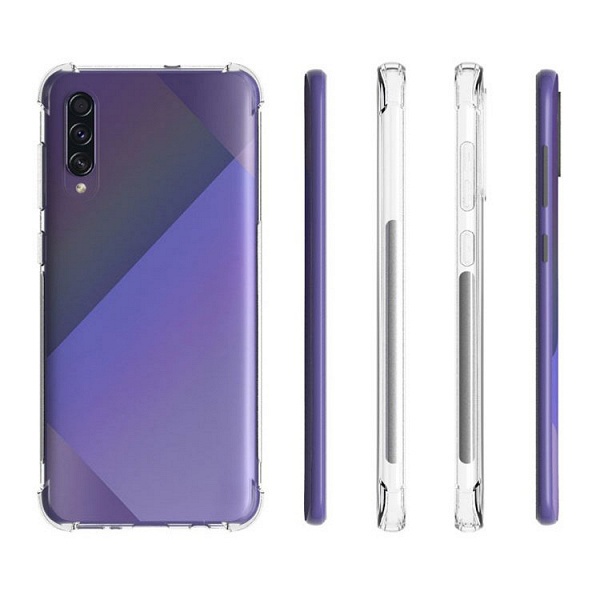 64-мегапиксельный смартфон Samsung Galaxy A70s позирует в прозрачном чехле