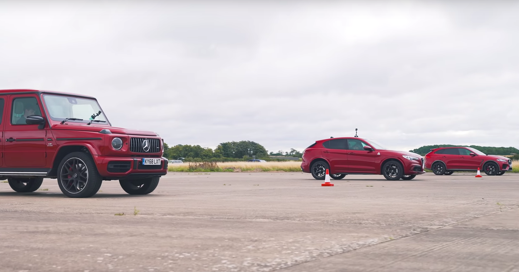 Mercedes-AMG G63, Jaguar F-Pace SVR, Alfa Romeo Stelvio Quadrifoglio: дрэг-гонка