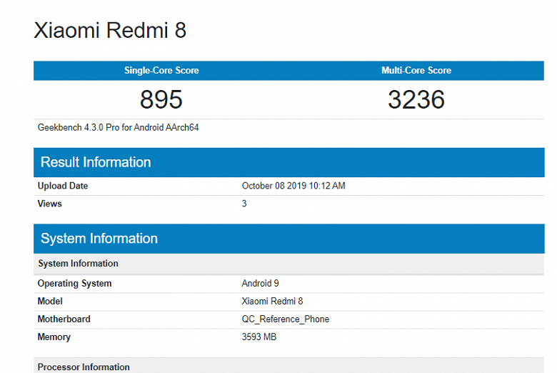 Шаг назад. Redmi 8 серьезно уступил Redmi 7 в тесте Geekbench