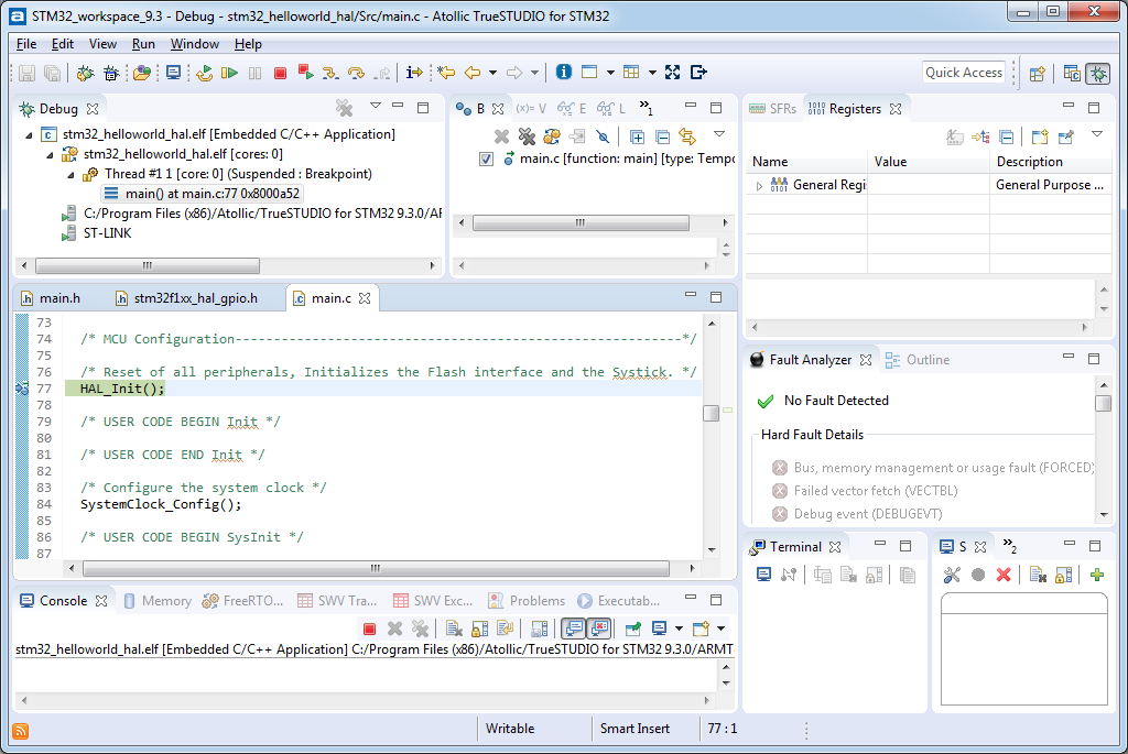 STM32 fast start. Часть 2 Hello World на HAL, отладка в Atollic TrueSTUDIO - 8