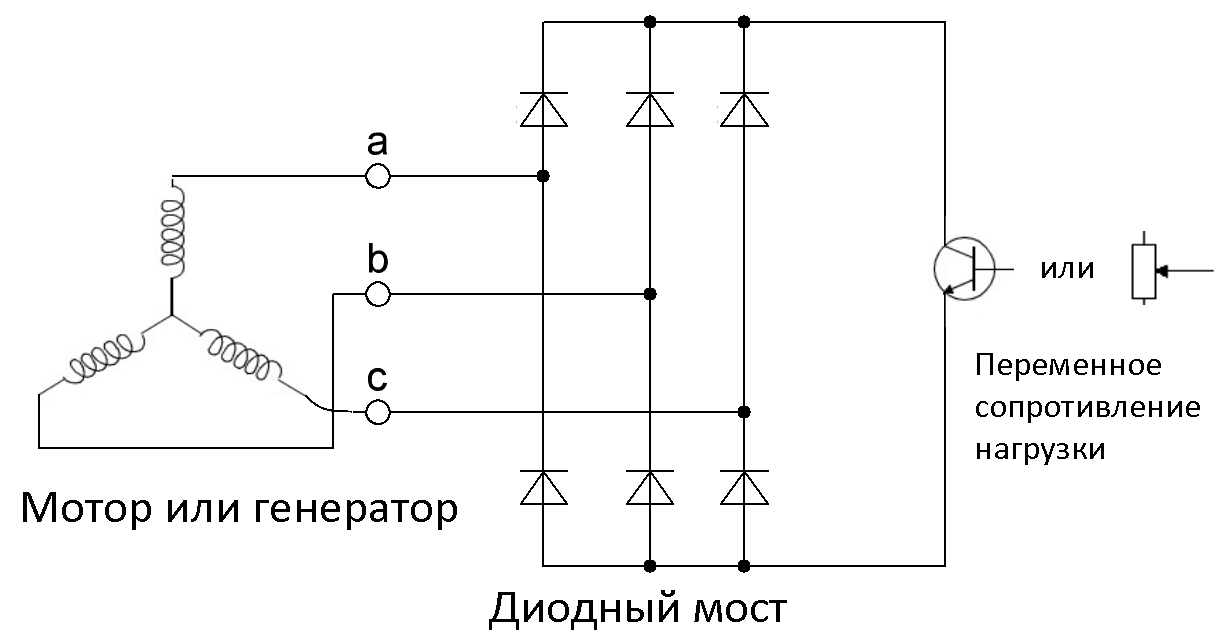 Схема подключения двигателя с электромагнитным тормозом