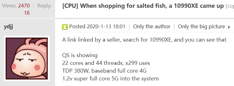 Слухи: Intel готовит 22-ядерный Core i9-10990XE под платформу LGA 2066