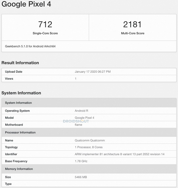 Смартфон Pixel 4 замечен в тесте Geekbench с ОС Android 11 