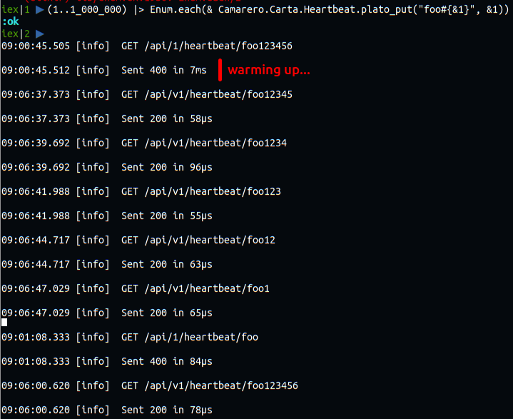 1M key-value storage lookup: 10μs±