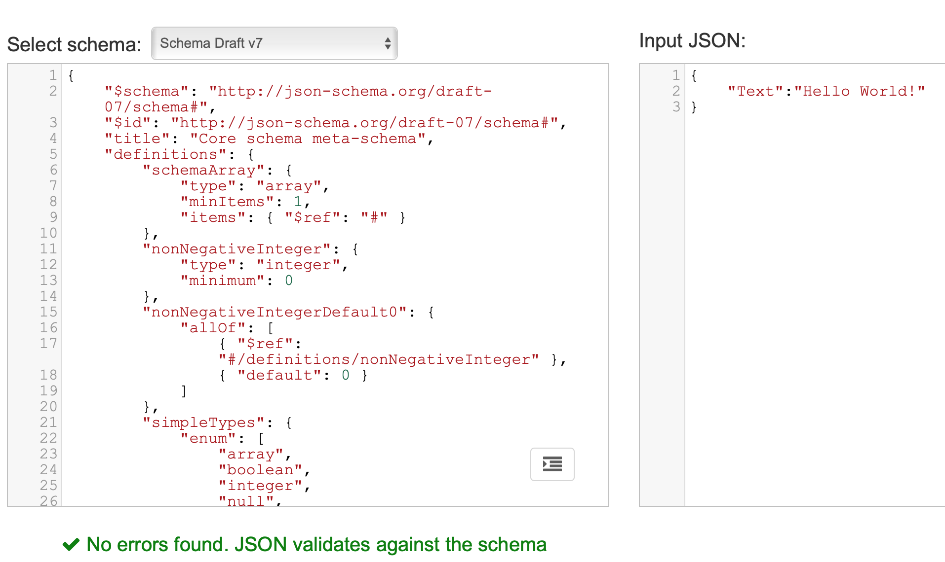 Схема валидации json