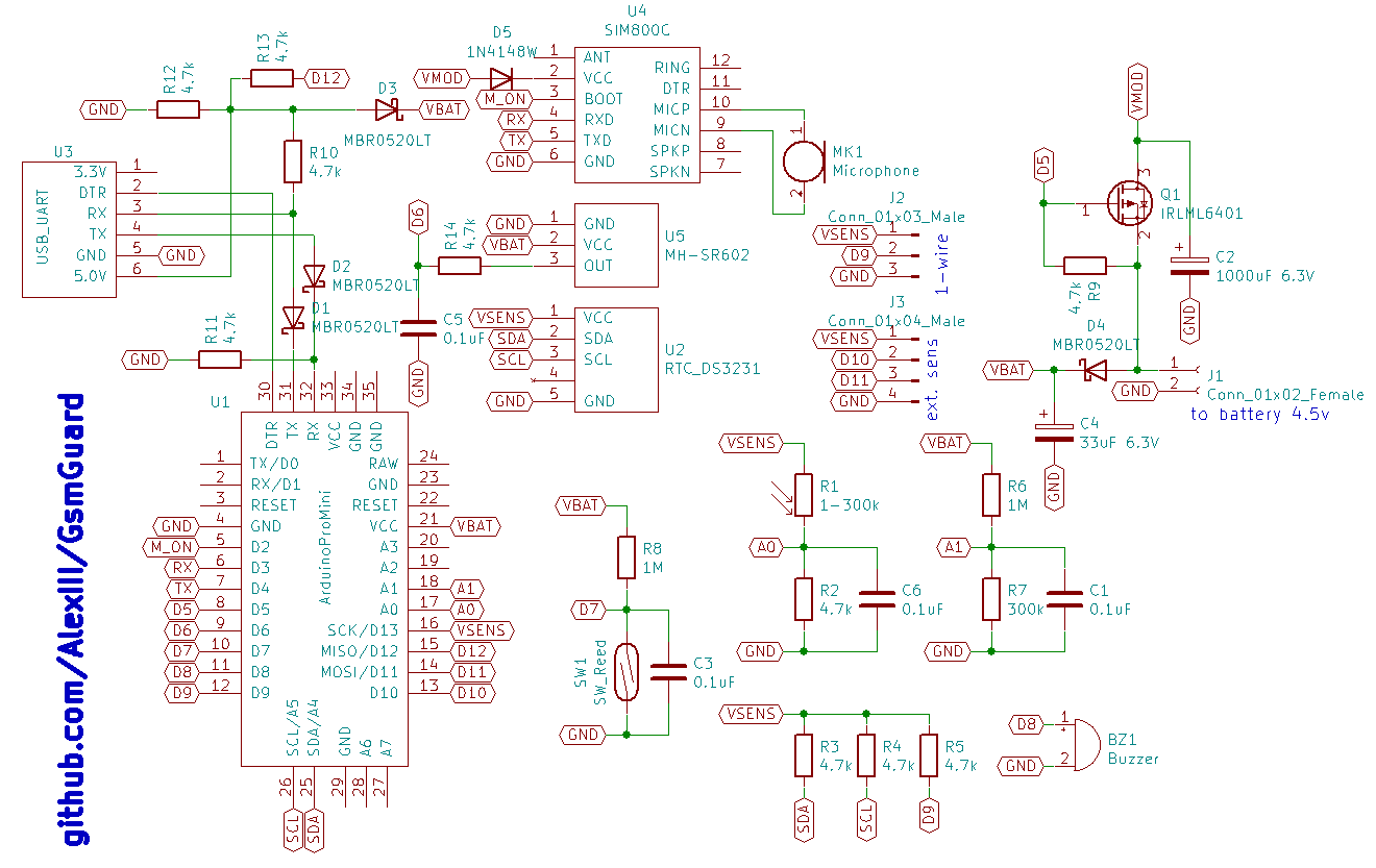 Автономная охранная система на Arduino GSM