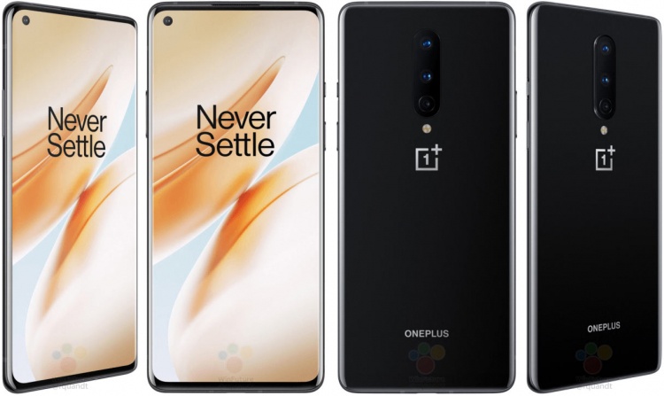 Просочились детальные изображения OnePlus 8  для прессы во всех трёх цветовых исполнениях