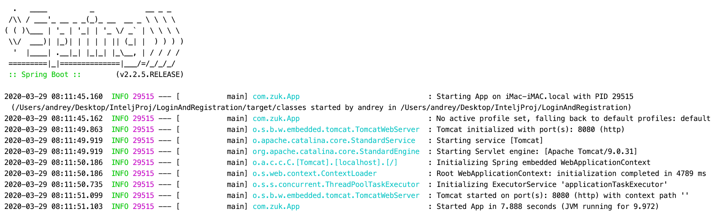 Task boot. Tomcat Spring Active profile.