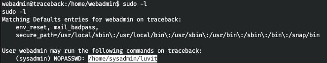 HackTheBox. Прохождение Traceback. Бэкдор, LUA, SSH - 15