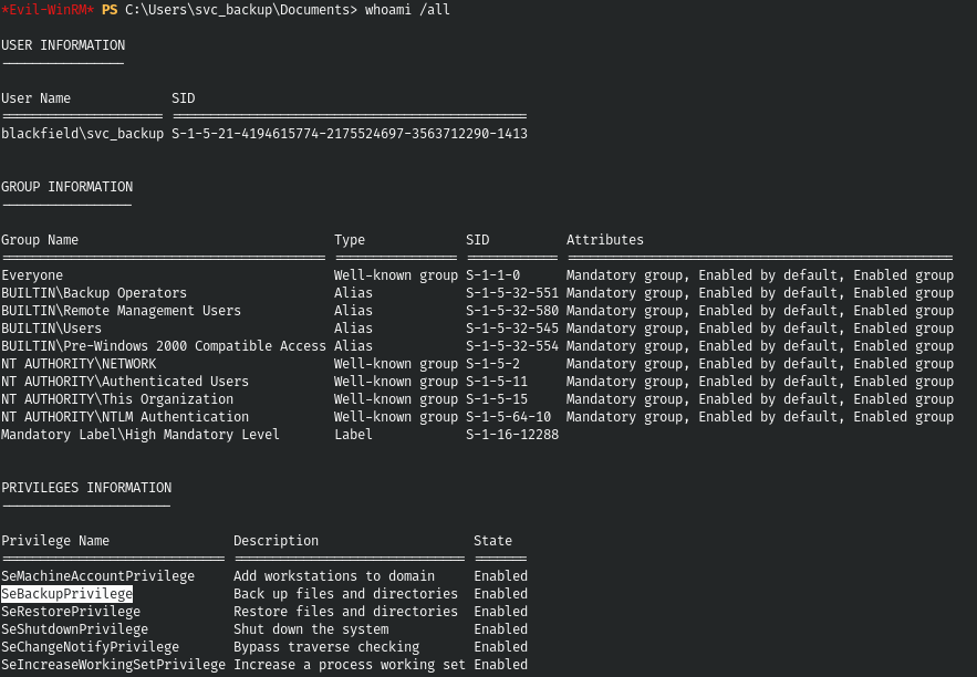 HackTheBox. Прохождение Blackfield. Захват контроллера домена через SMB и RPC, LPE через теневую копию - 15