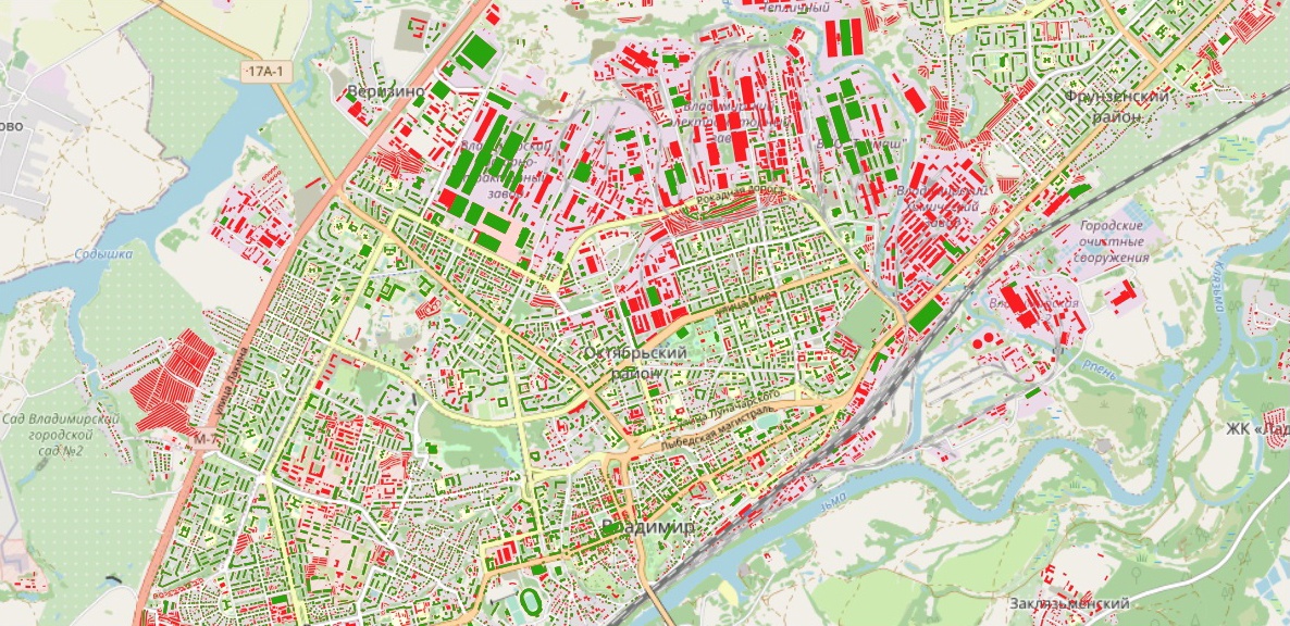 Карта владимира панорама с улицами и домами