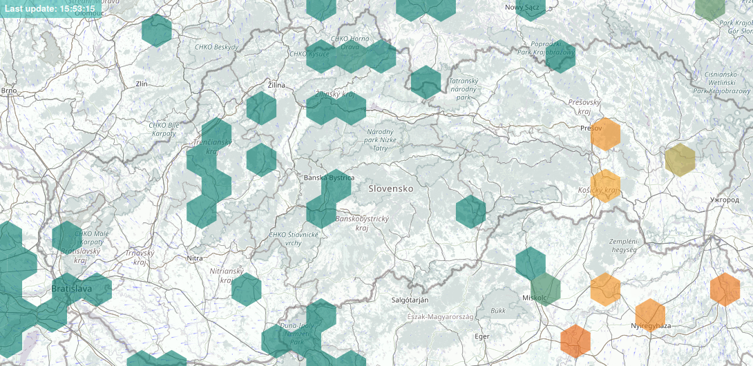 Словакия на карте LuftDaten. Картографические данные: © Участники OpenStreetMap