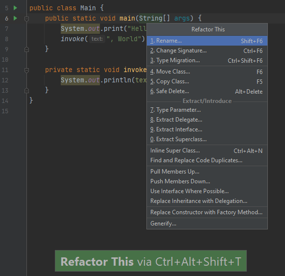 Рис. 2. «Refactor This» для имени функции