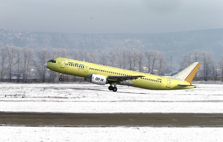 Состоялся первый полёт самолета МС-21-310 с российскими двигателями ПД-14