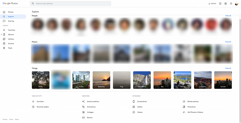 Компьютерная версия Google Photos позаимствовала особенности мобильной