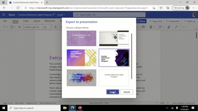 Браузерная версия Microsoft Word научилась делать презентации PowerPoint из документов