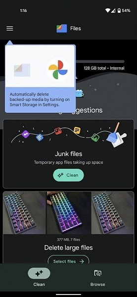 Google упрощает освобождение места на телефоне. Files автоматически удалит фото и видео, сохранённые в облаке