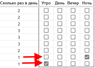 Возможность перезаписать время приема таблеток